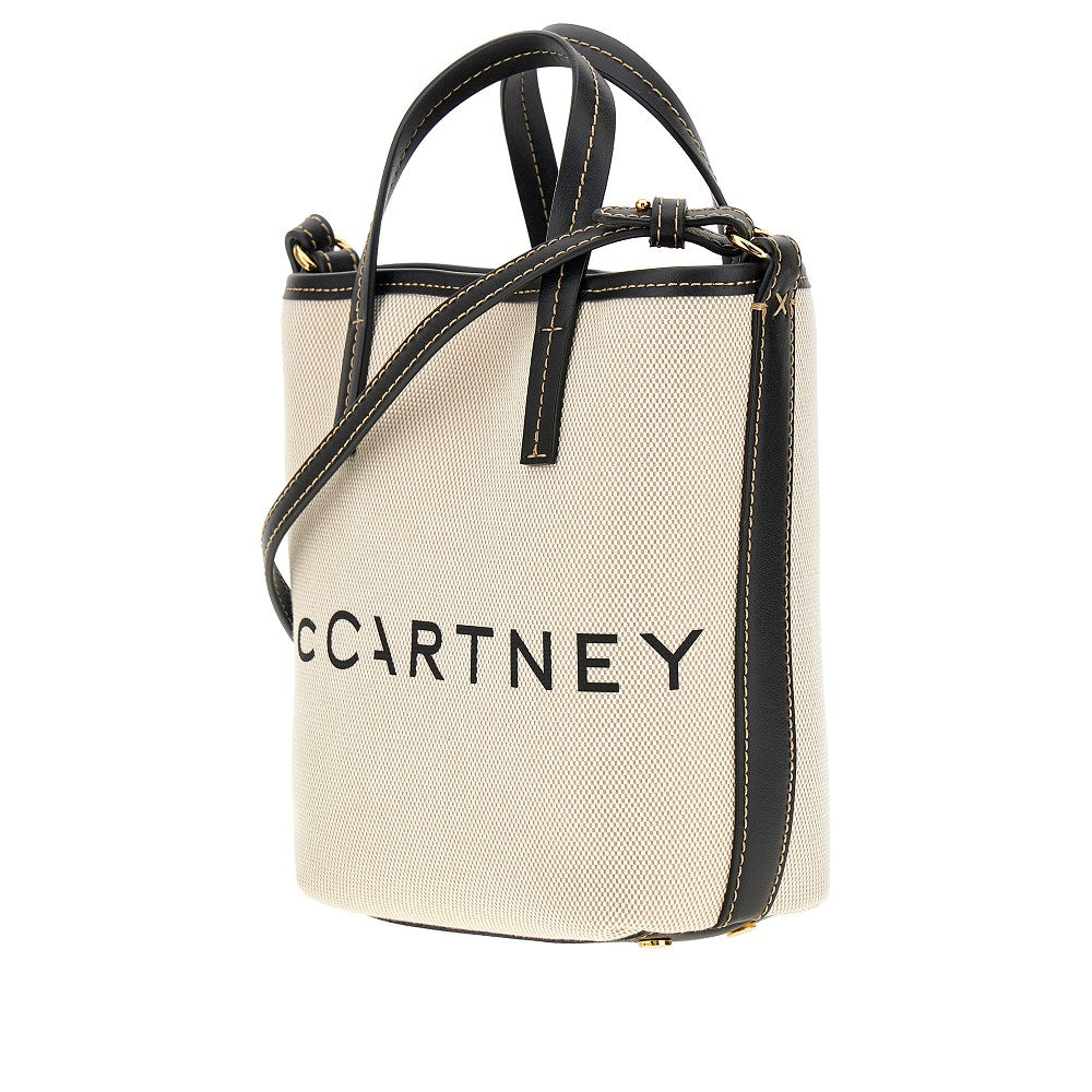 Canvas bucket bag with logo print
