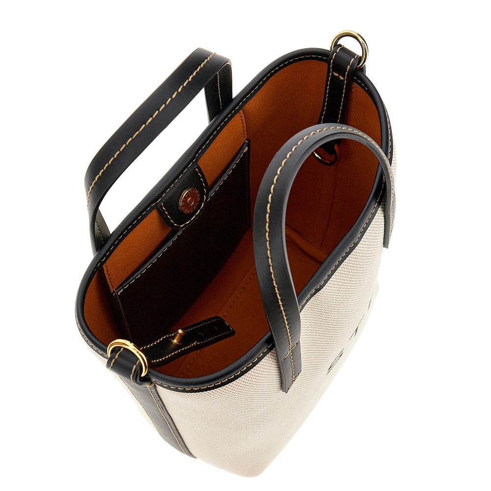 Canvas bucket bag with logo print