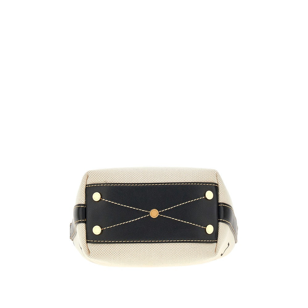 Canvas bucket bag with logo print