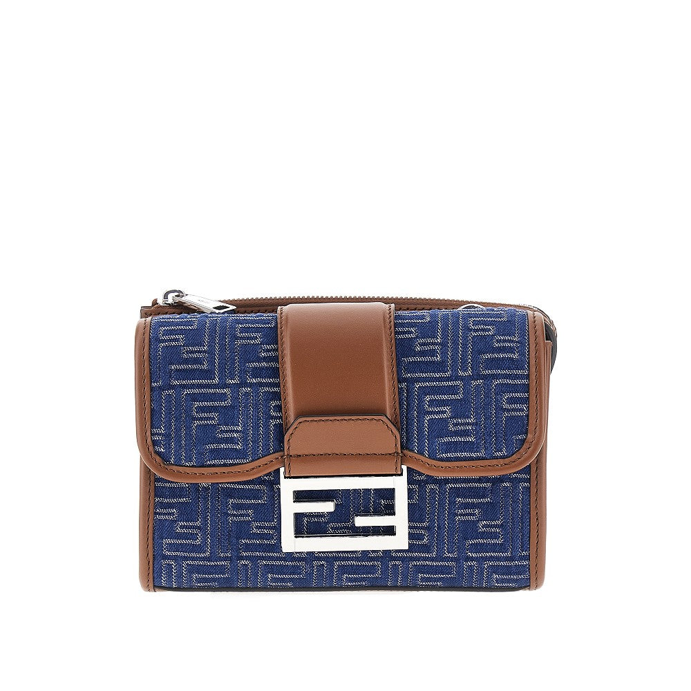 Borsa 'Baguette Double' in denim Jacquard FF
