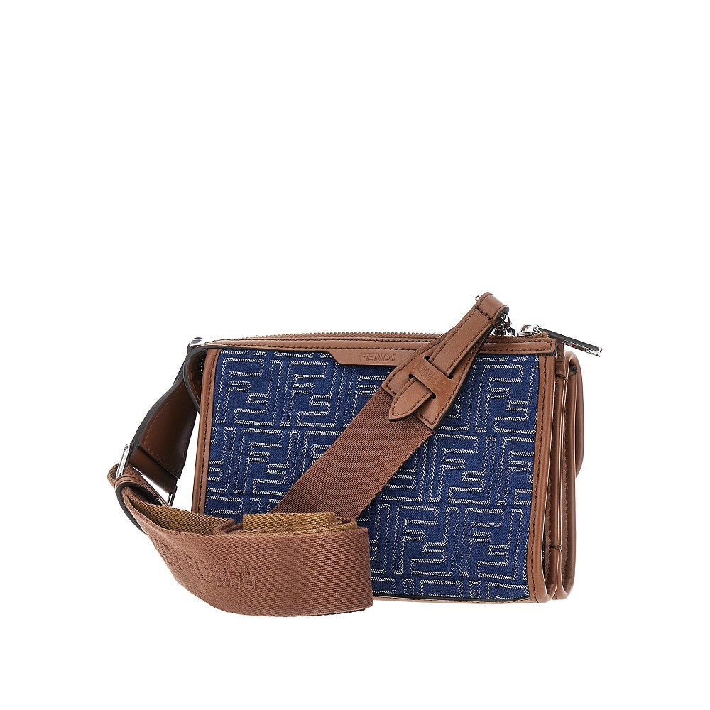 Borsa 'Baguette Double' in denim Jacquard FF