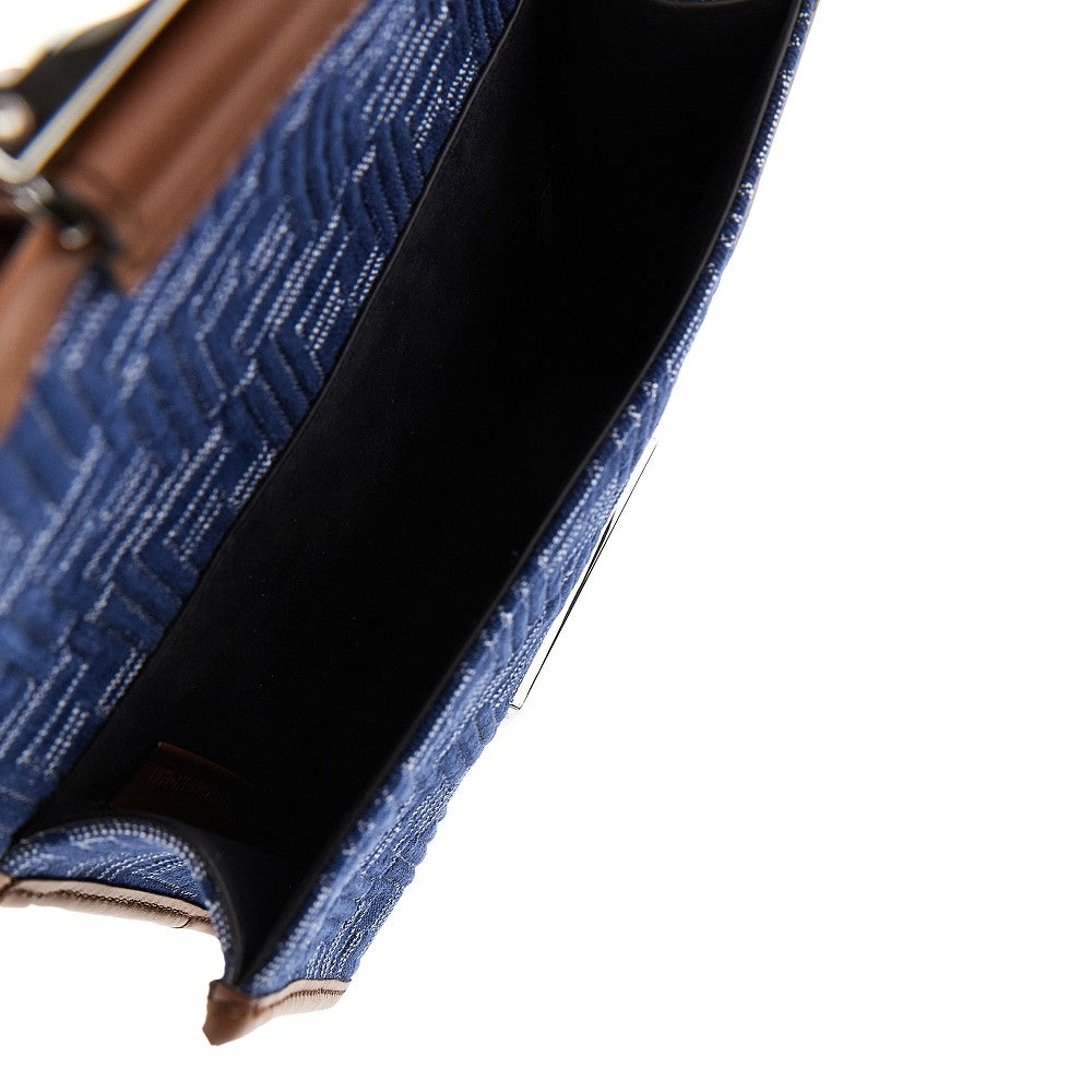 Borsa 'Baguette Double' in denim Jacquard FF