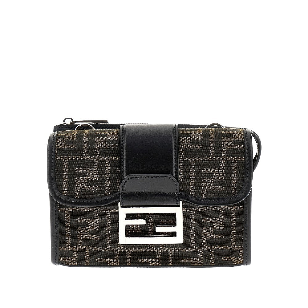 Borsa 'Baguette Double' in denim Jacquard FF