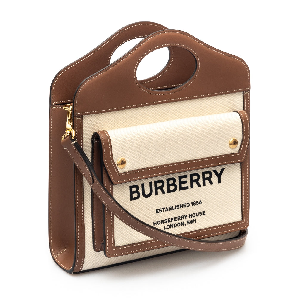 Borsa Pocket mini in tela e pelle