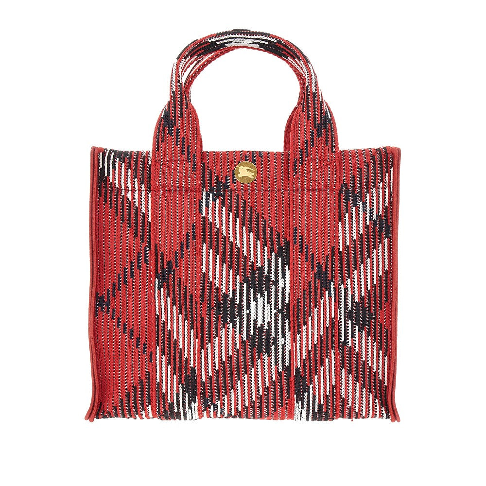 Check knit mini tote bag