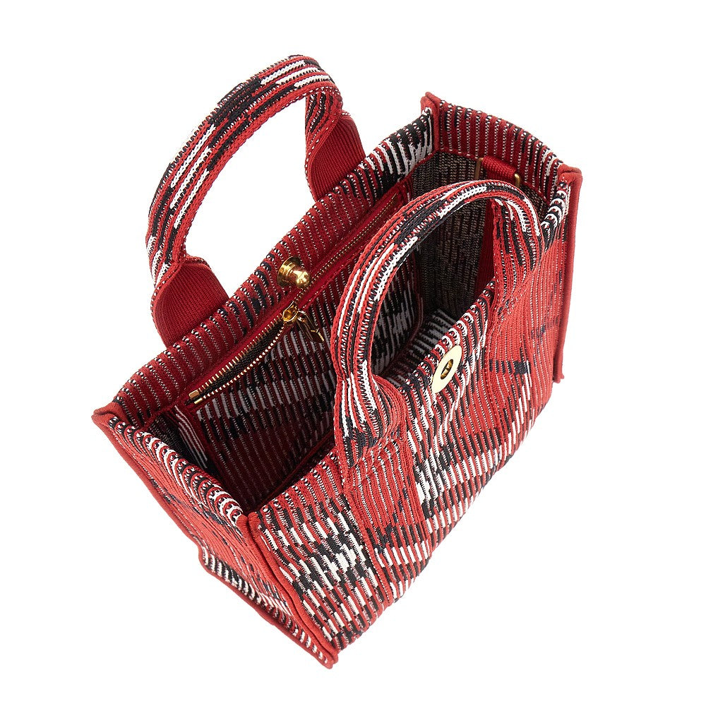 Check knit mini tote bag