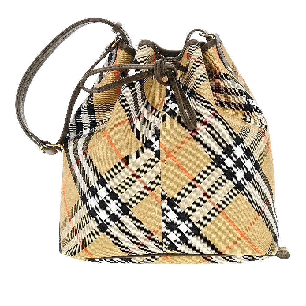 Borsa a secchiello media in tessuto Check