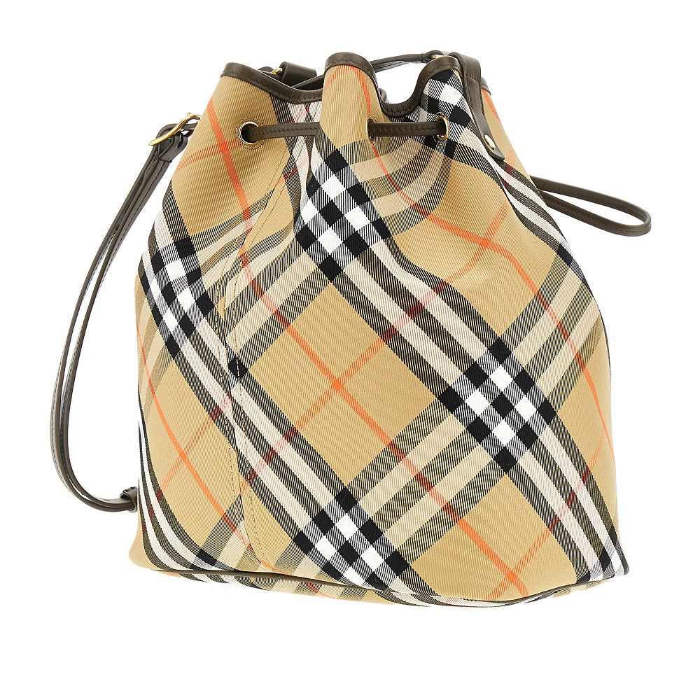 Borsa a secchiello media in tessuto Check