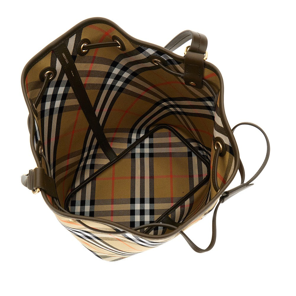 Borsa a secchiello media in tessuto Check