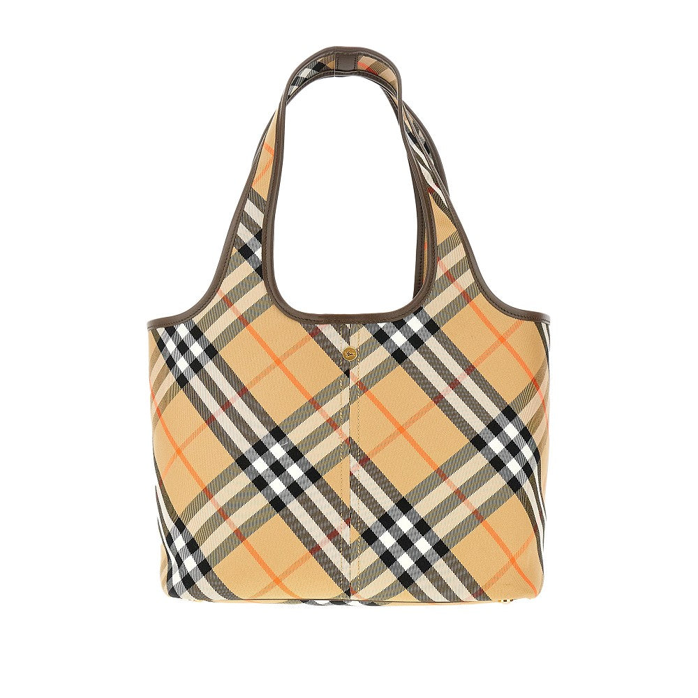 Check cotton small tote bag