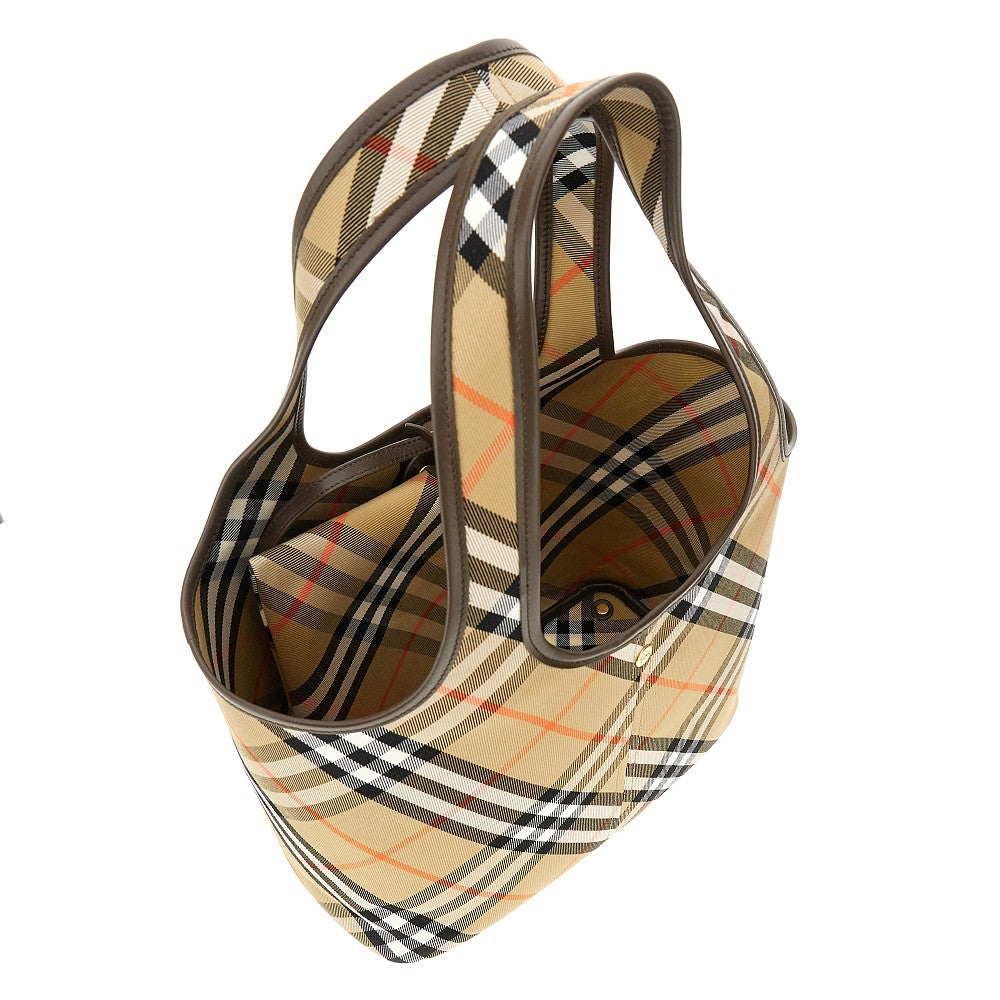 Check cotton small tote bag