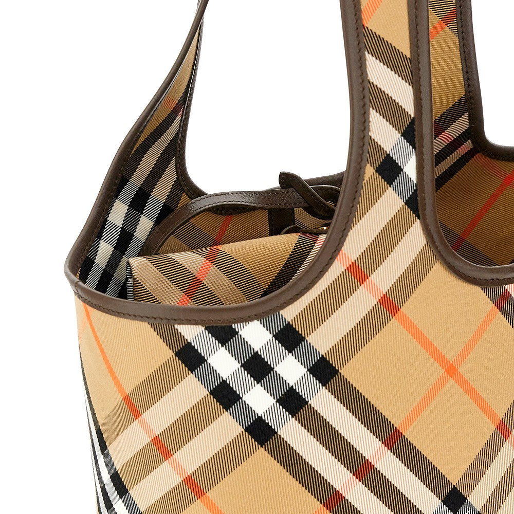 Check cotton small tote bag