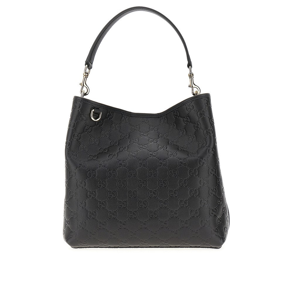 Borsa a secchiello 'GG Emblem' media in pelle