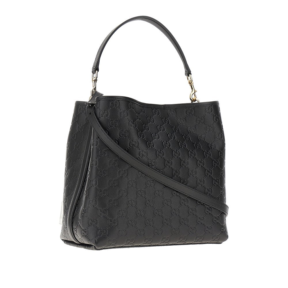 Borsa a secchiello 'GG Emblem' media in pelle