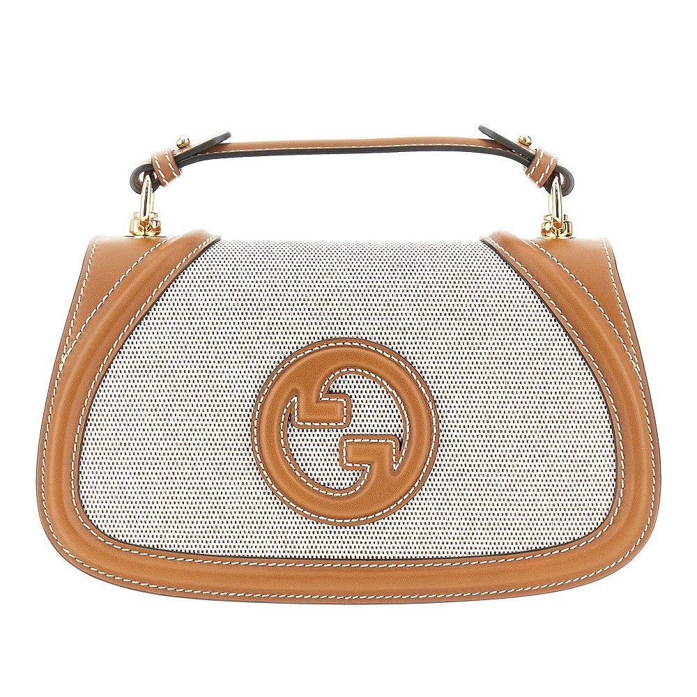 Leather and canvas medium 'Gucci Blondie' bag