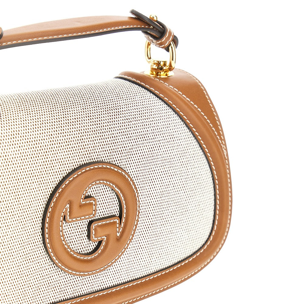 Leather and canvas medium 'Gucci Blondie' bag