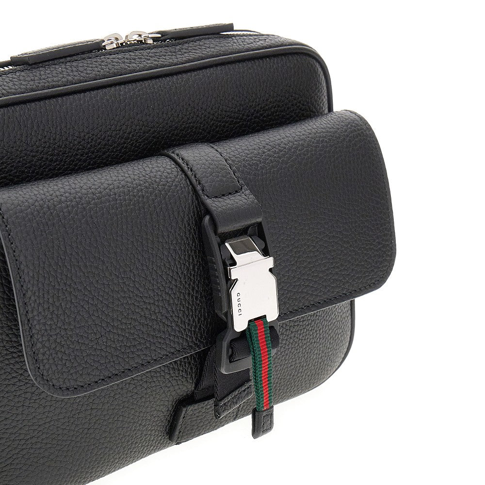 Grained leather small crossbody bag