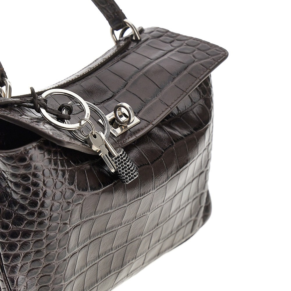 Croco-embossed leather mini 'Rodeo' bag
