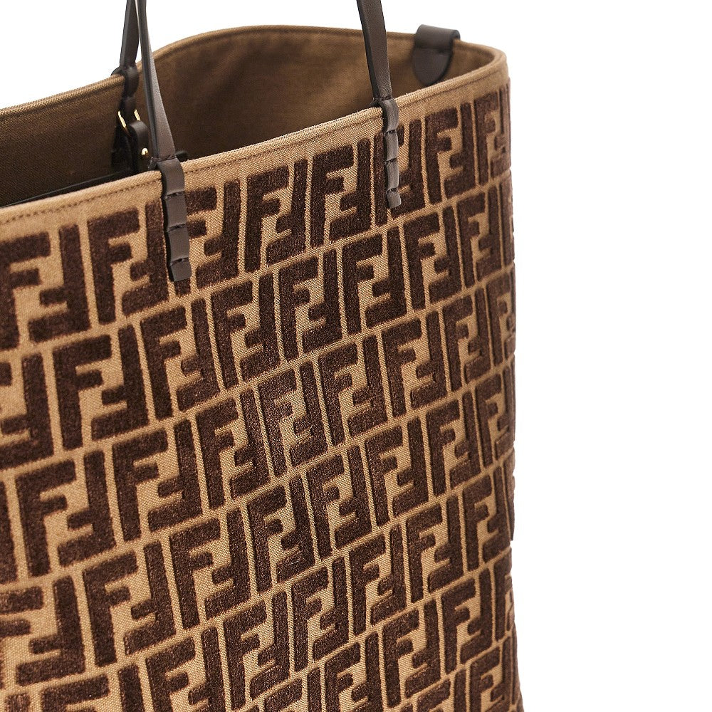 Shopping bag 'Roll' grande in velluto FF
