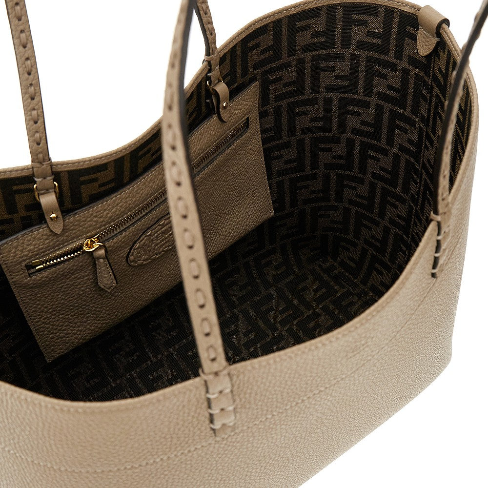 Shopping bag 'Roll' media in Cuoio Romano