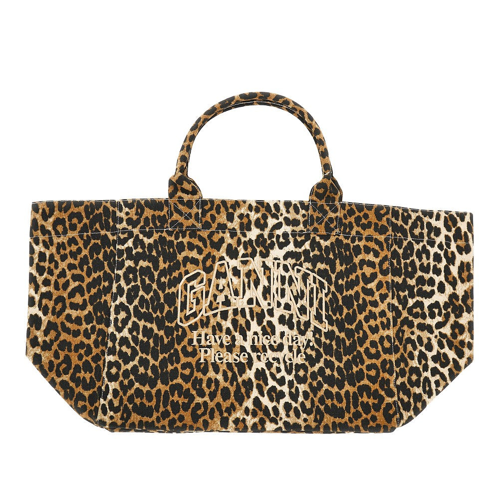 Tote bag XXL in tela leopardata