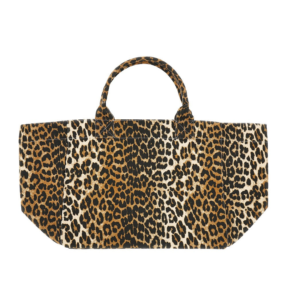 Tote bag XXL in tela leopardata