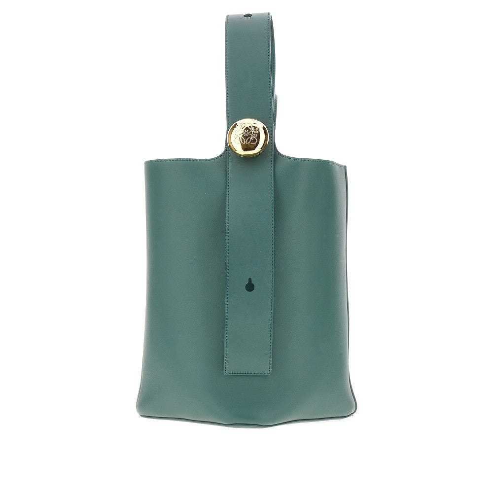 Borsa Pebble Bucket media in pelle
