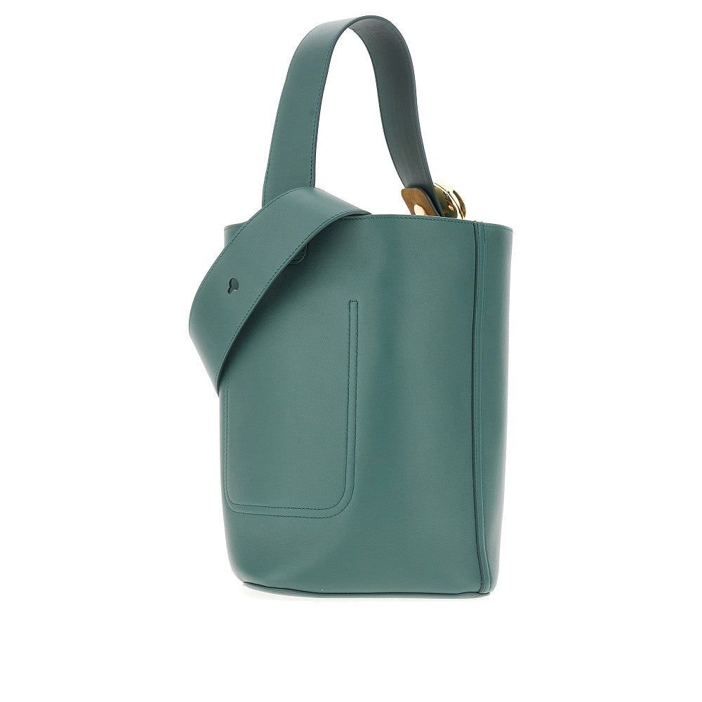 Borsa Pebble Bucket media in pelle