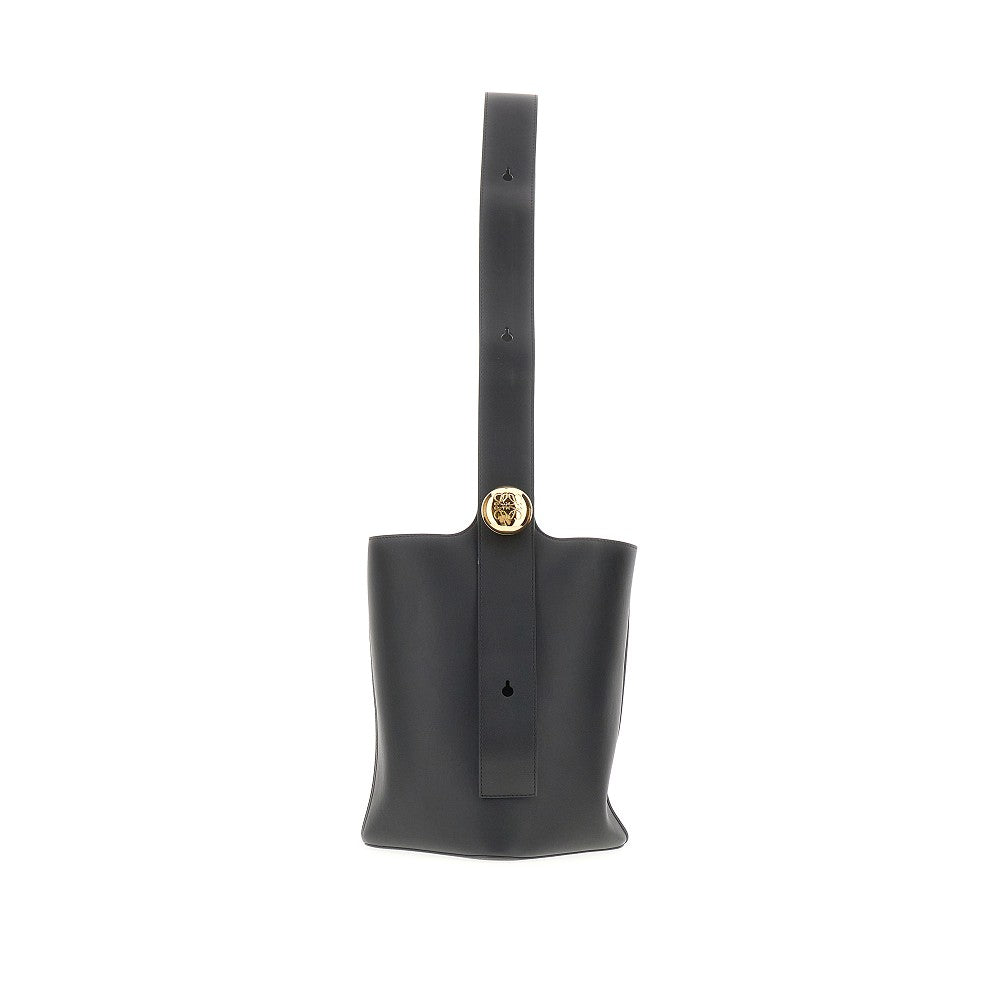 Borsa Pebble Bucket media in pelle