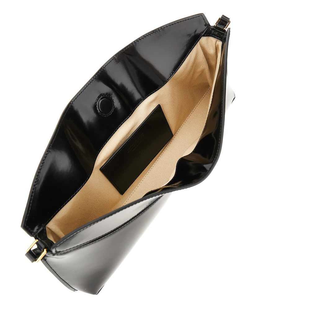 'Ovalo' spazzolato leather shoulder bag