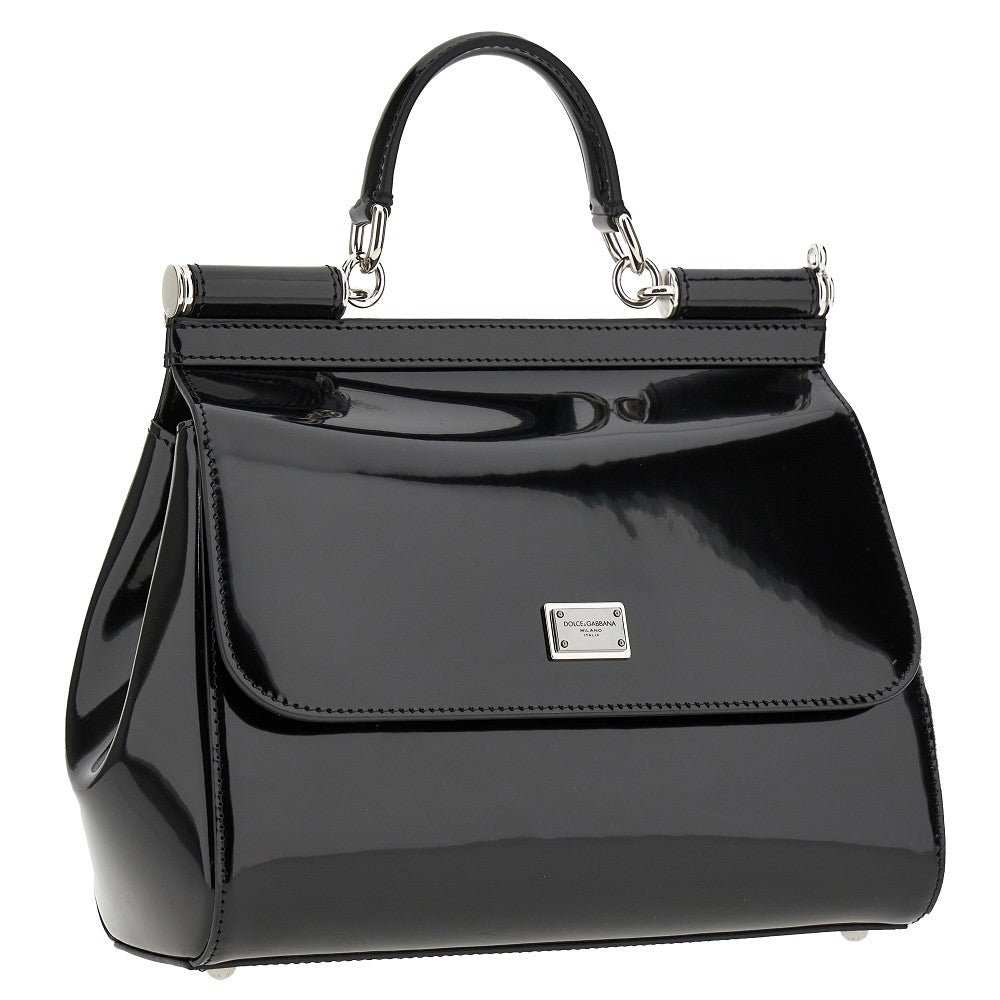 Borsa Sicily media in pelle lucida