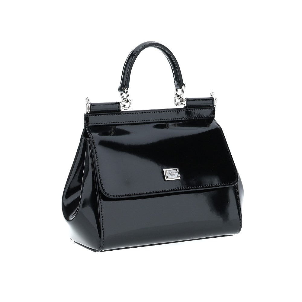 Glossy leather small Sicily bag
