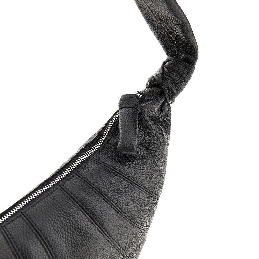 Grained leather small 'Croissant' bag