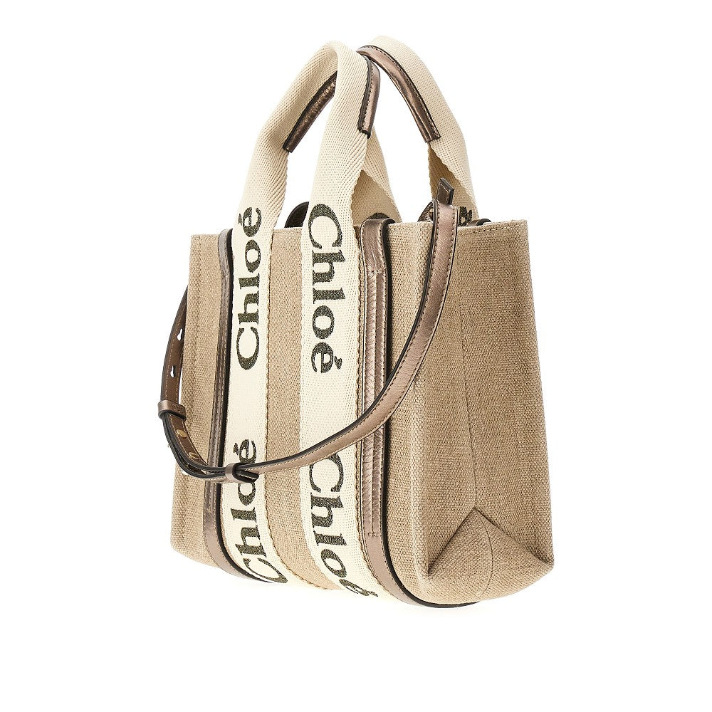 Linen small 'Woody' tote bag