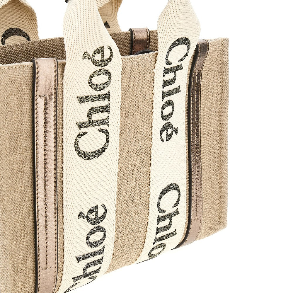 Linen small 'Woody' tote bag