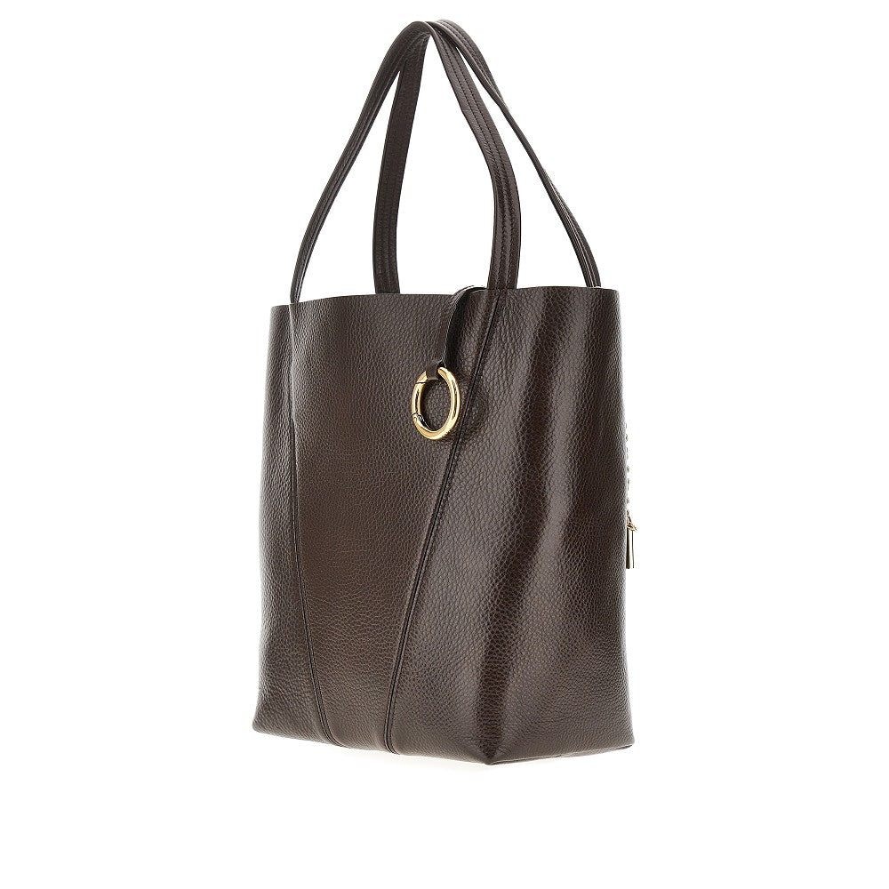 Tote bag 'Spin' media in pelle granata
