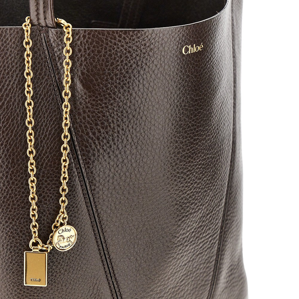 Tote bag 'Spin' media in pelle granata