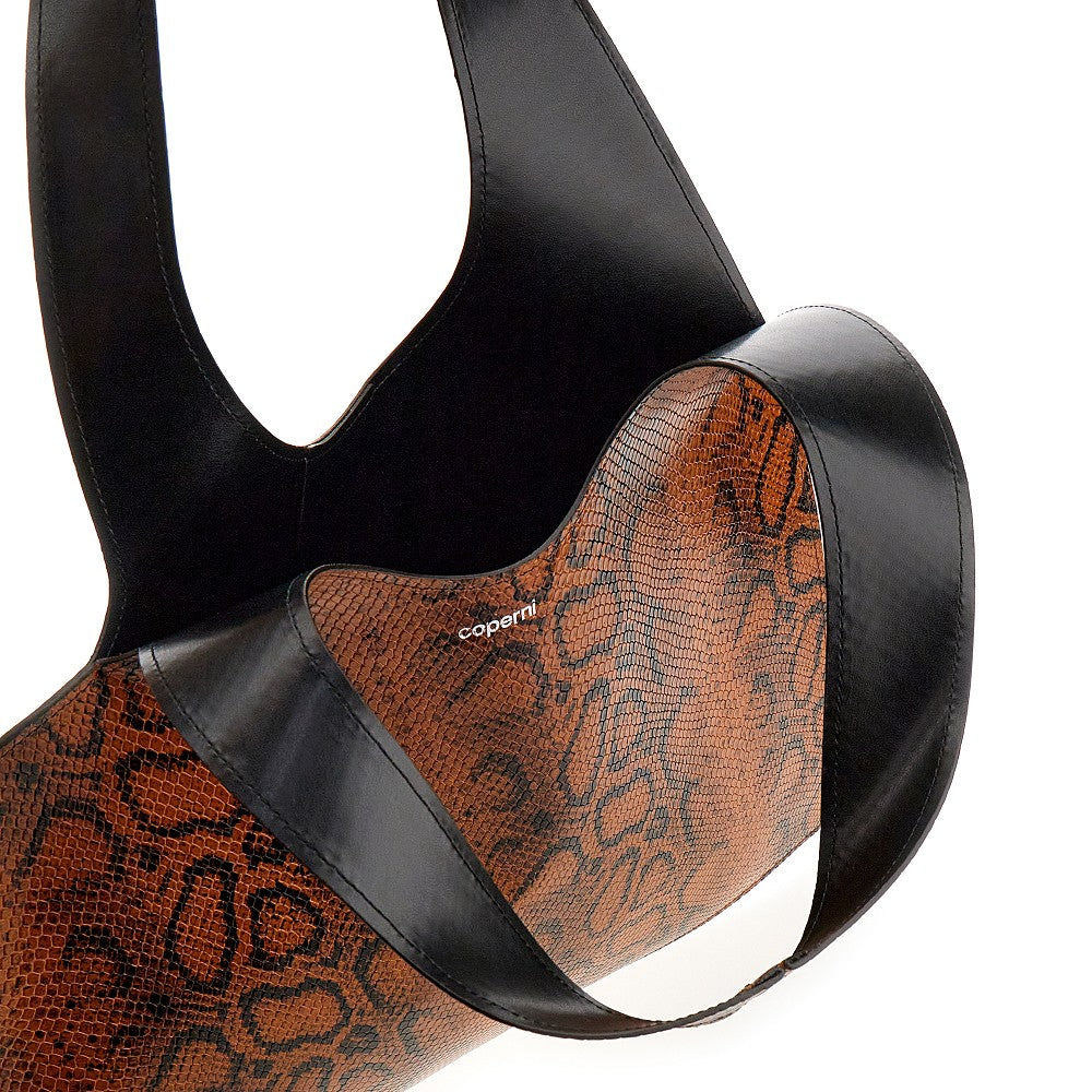 Snake print leather Heart tote bag