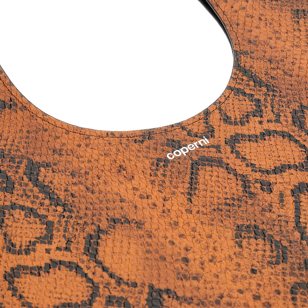 Snake print leather Heart tote bag