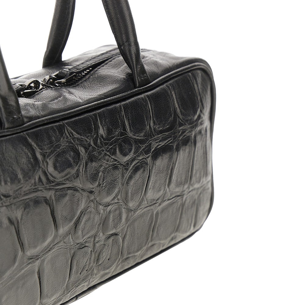 Borsa bauletto mini in pelle stampa cocco
