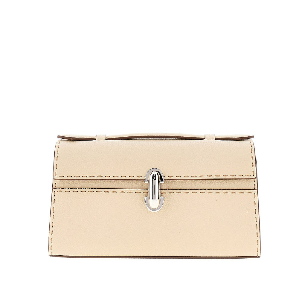 'Symmetry' grained leather clutch
