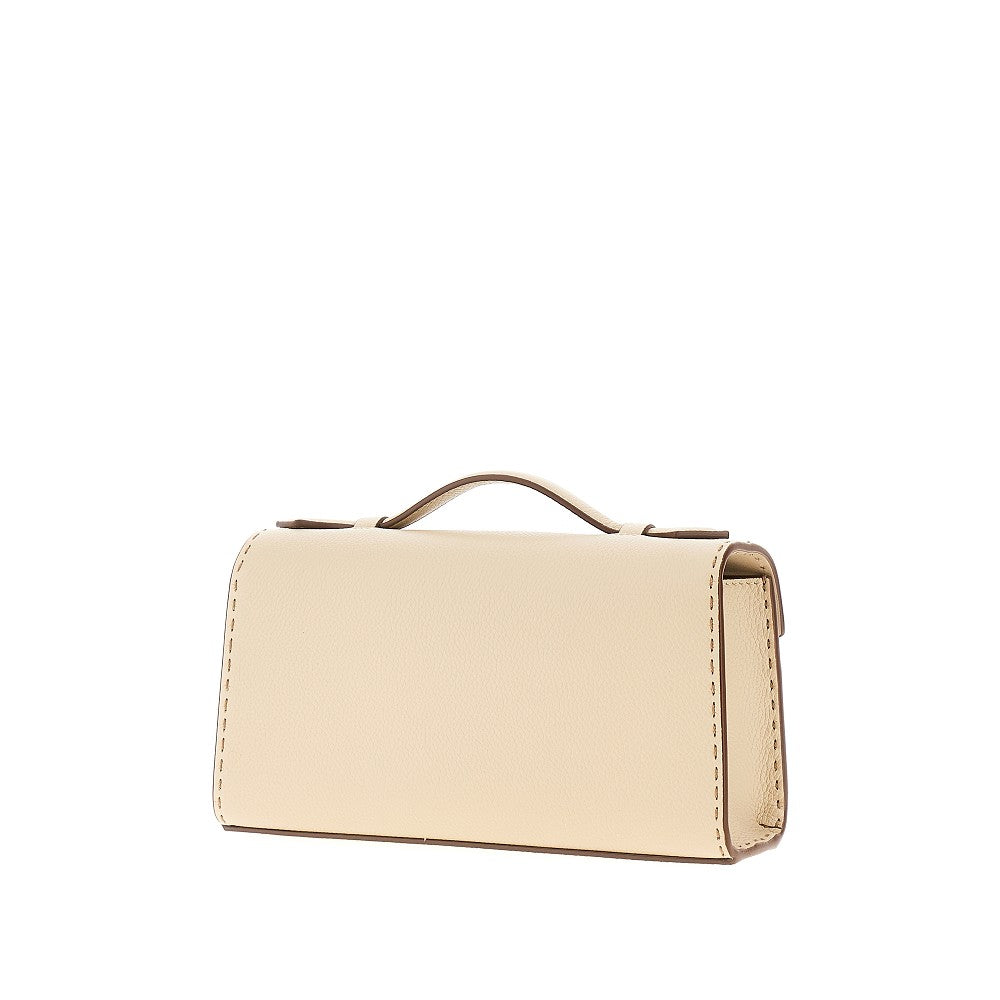 'Symmetry' grained leather clutch