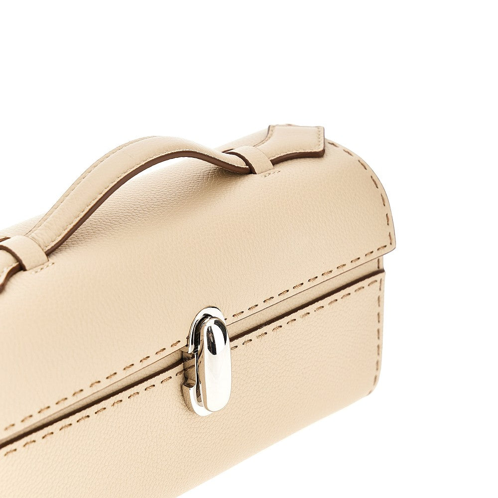 'Symmetry' grained leather clutch