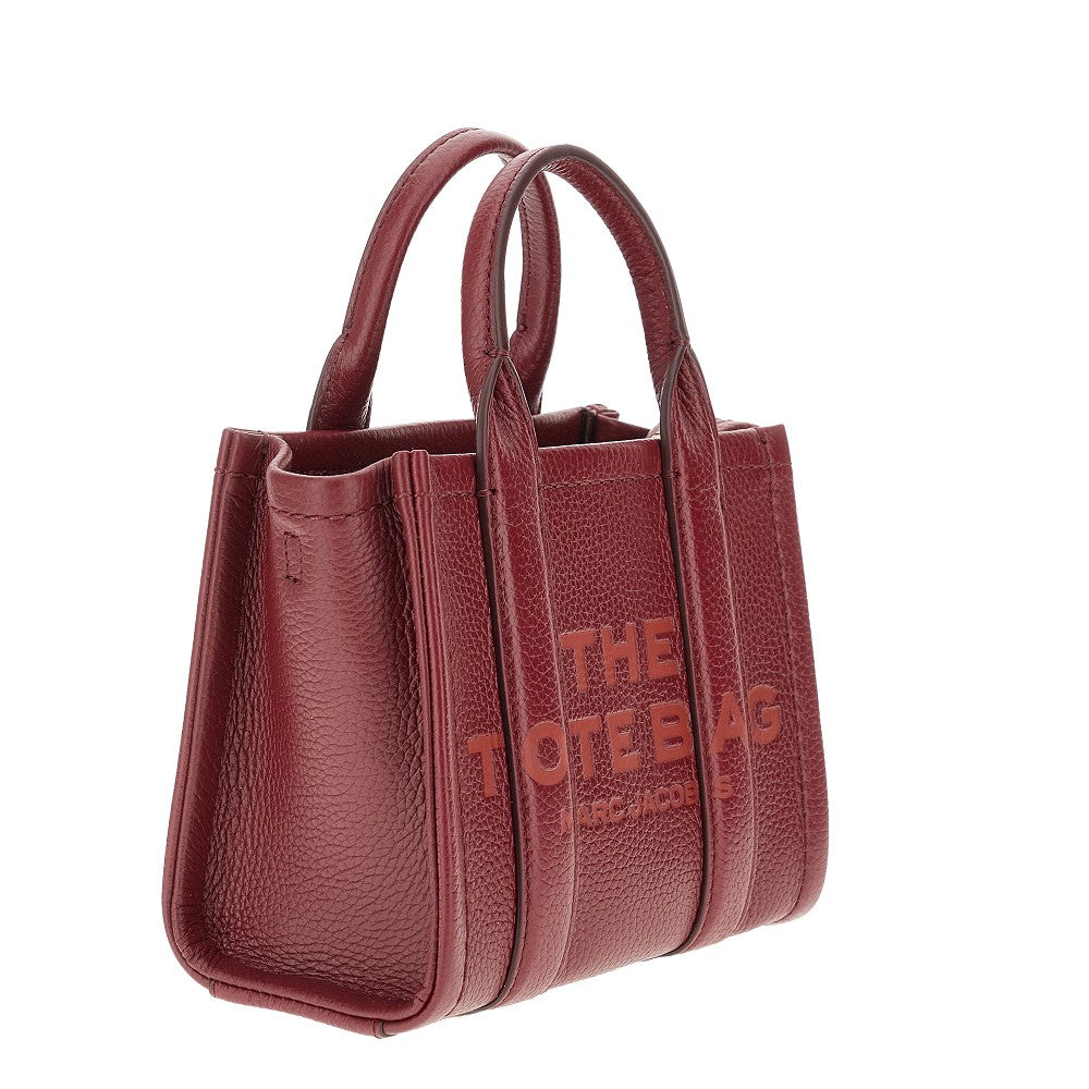 Leather micro tote bag