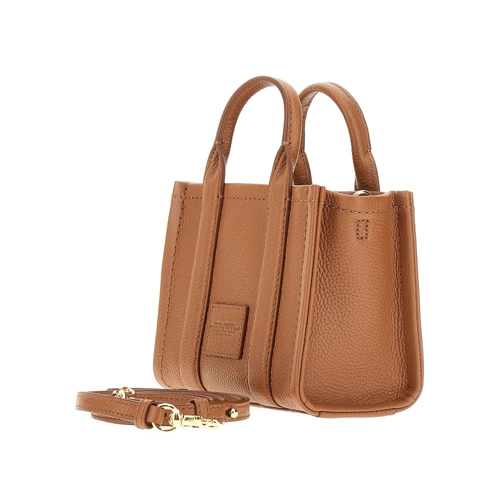 Leather micro tote bag