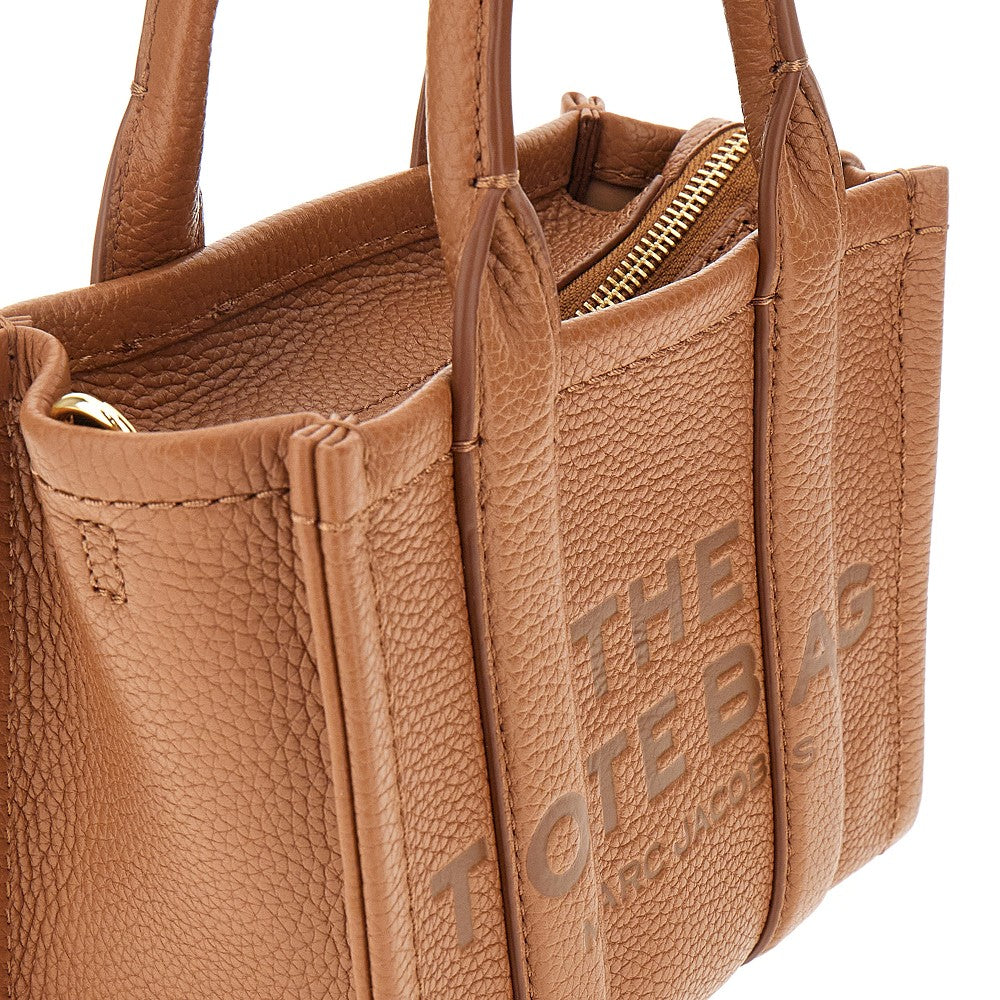 Leather micro tote bag