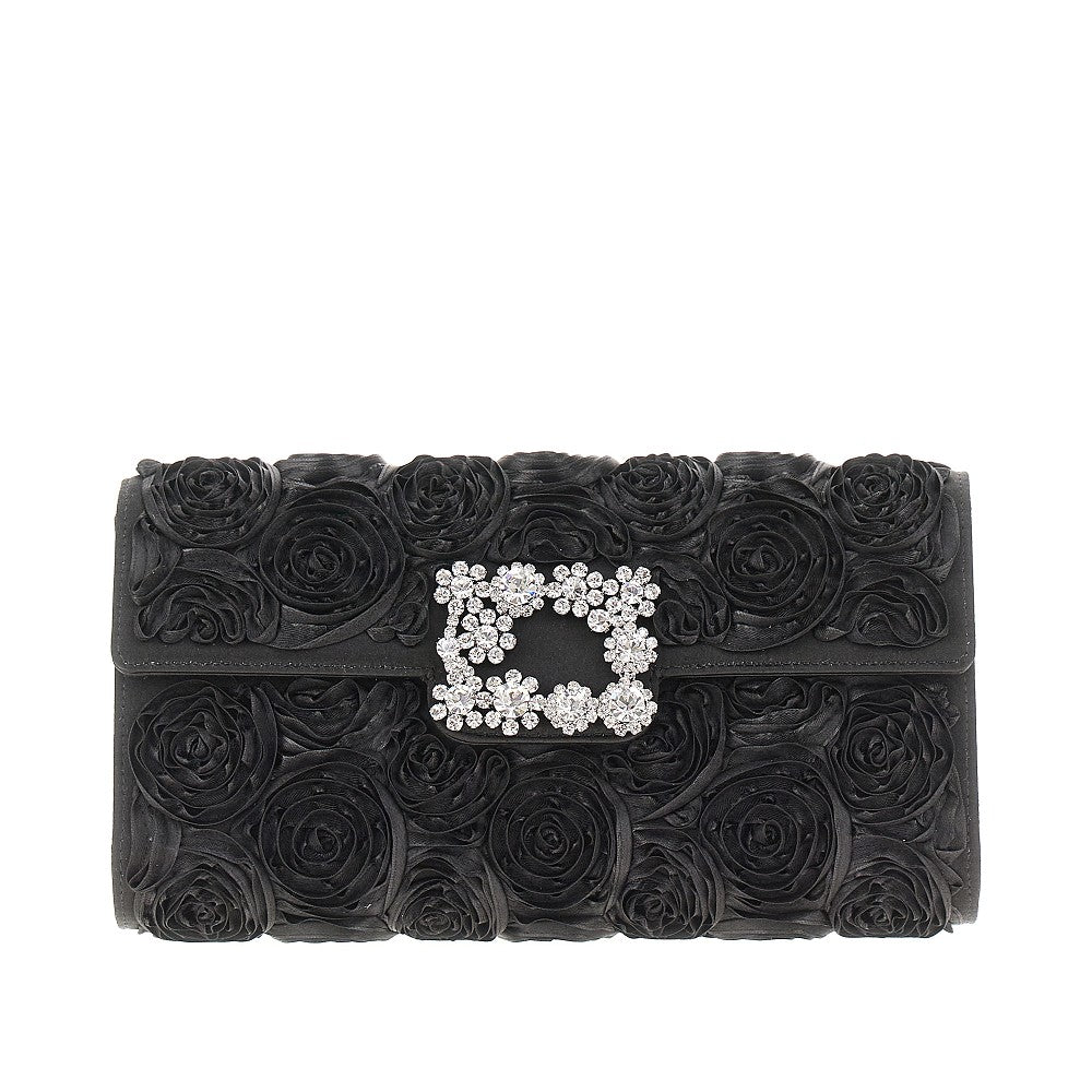 Satin clutch with floral details