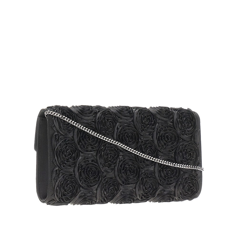Satin clutch with floral details