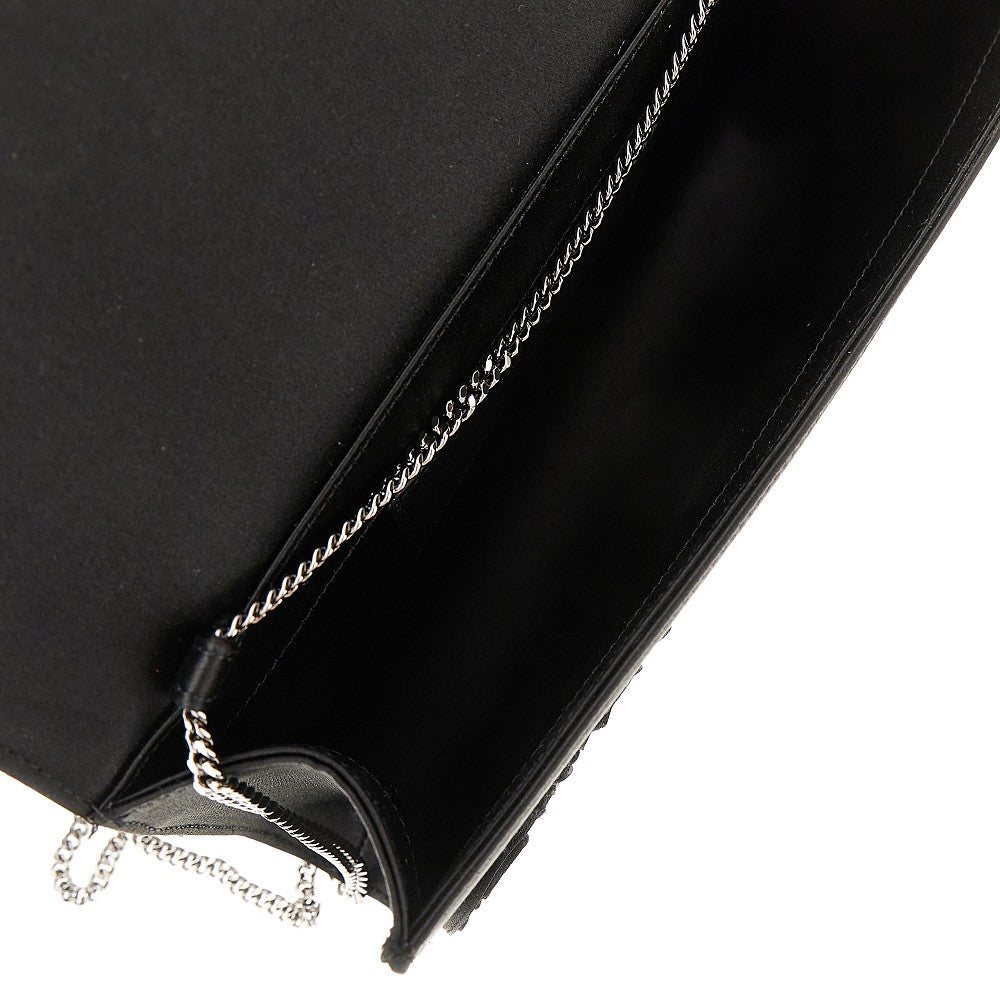 Satin clutch with floral details