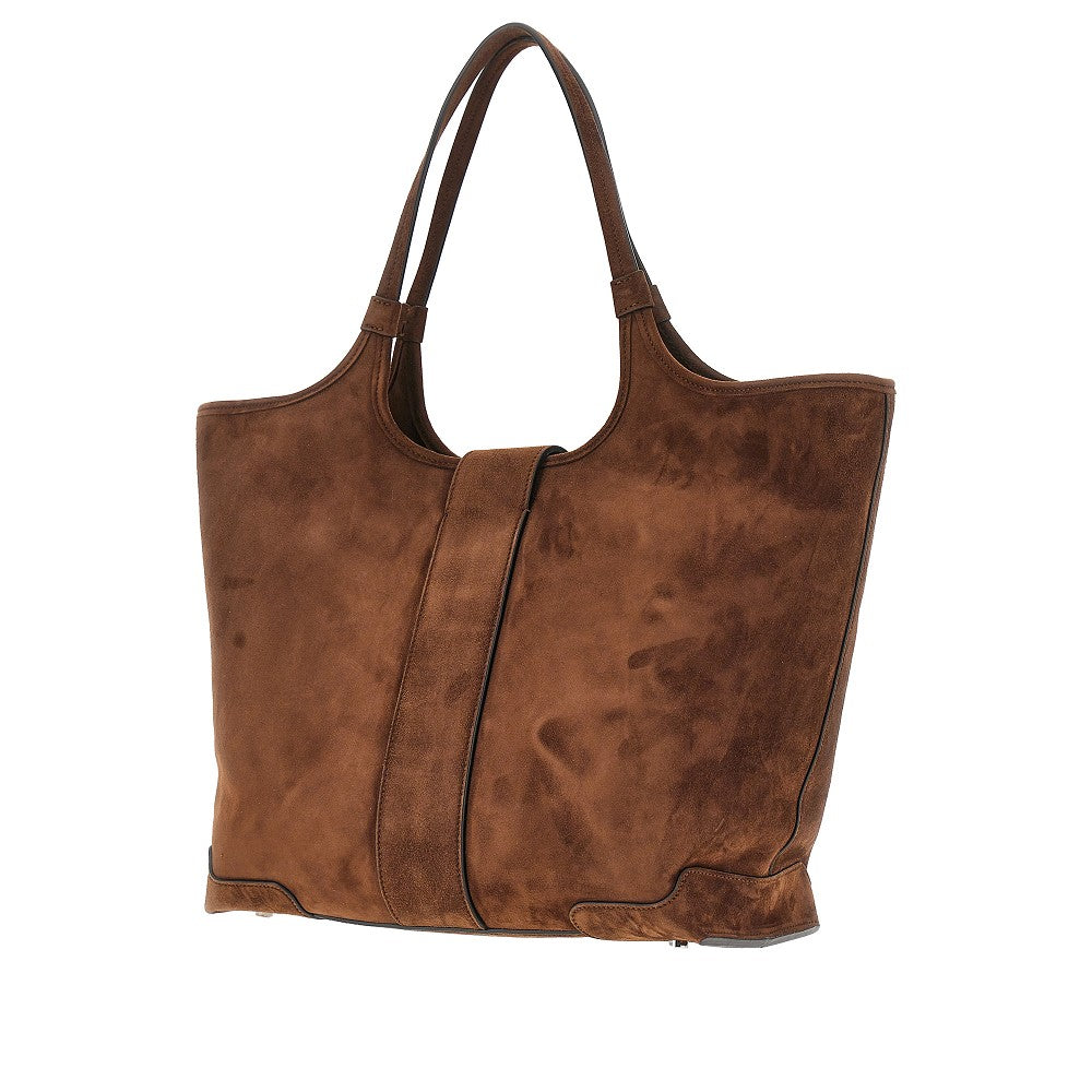 Shopping bag 'Viv' Choc' media in suede